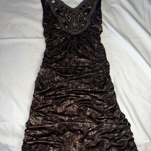 Elegant Brown Beaded Dress